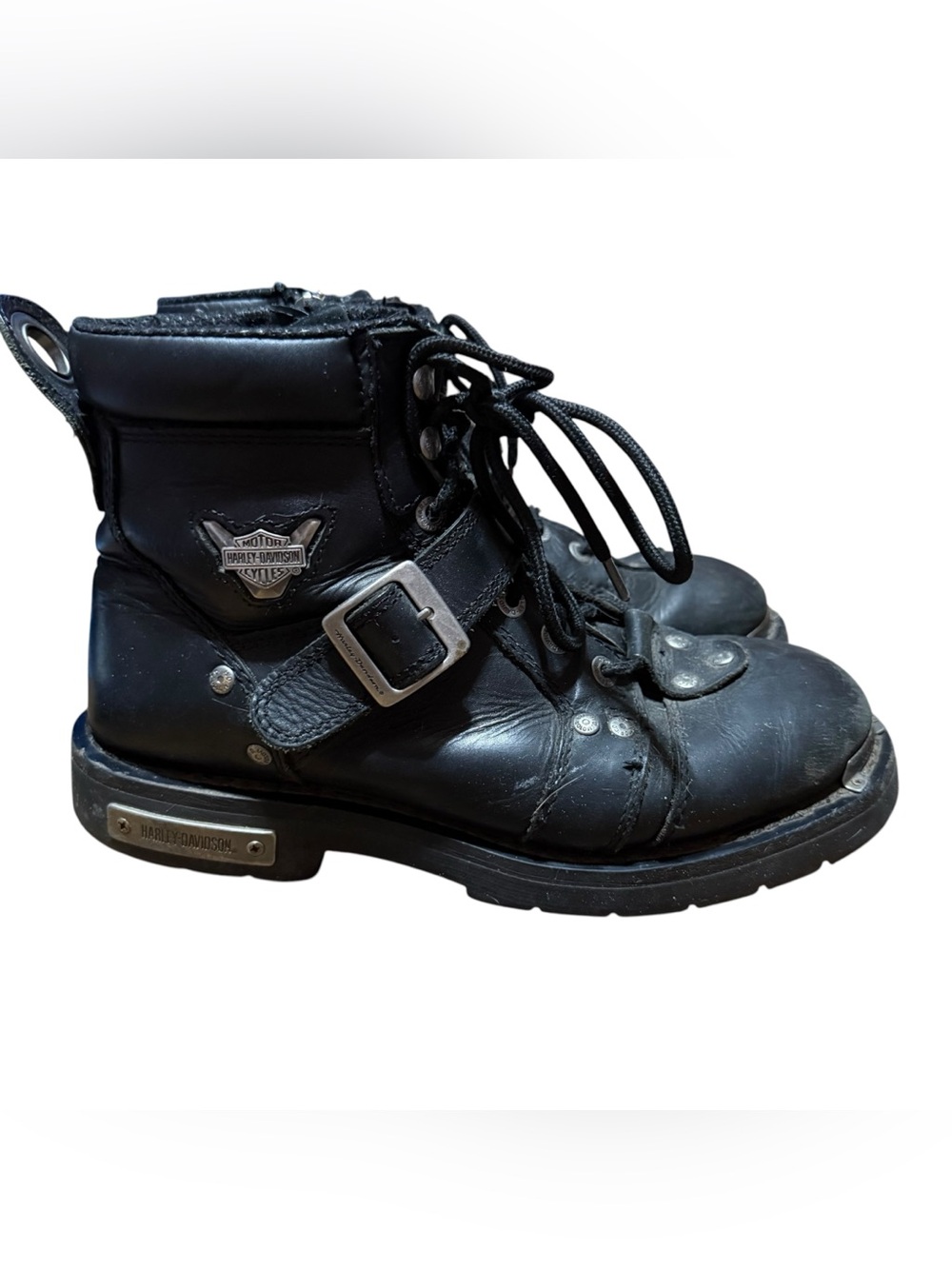 Harley Davidson Brake Buckle Boots Mens 9.5 M Black Leather Motorcycle Moto